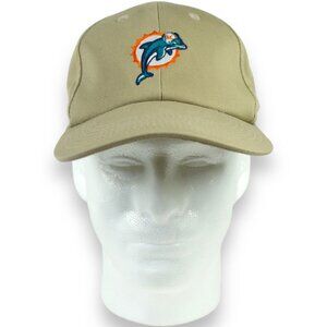 Miami Dolphins Logo Vintage Official NFL Adjustable Strap Baseball Cap Beige